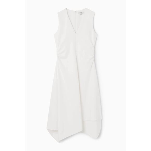 COS Dresses & Skirts - COS Gathered Asymmetric White Midi Dress M
